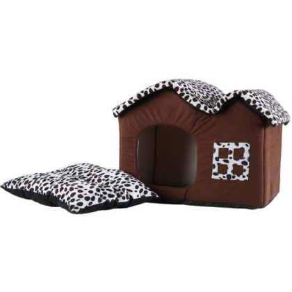 Brown White with Black Polka Dots - 101 Dalmatian Style Double Topped Dog House