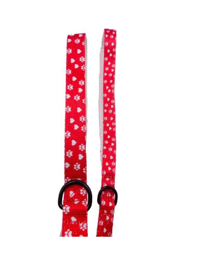 Paw Prints & Hearts Red - Cutie Ties Fun Design Dog Leash - Large