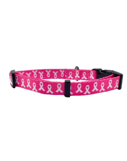 Breast Cancer Awareness Pink - Cutie Ties Fun Design Dog Collar - Small