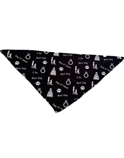 Dog of Honor Wedding Black - Cutie Ties Tie On Dog Bandana - Small