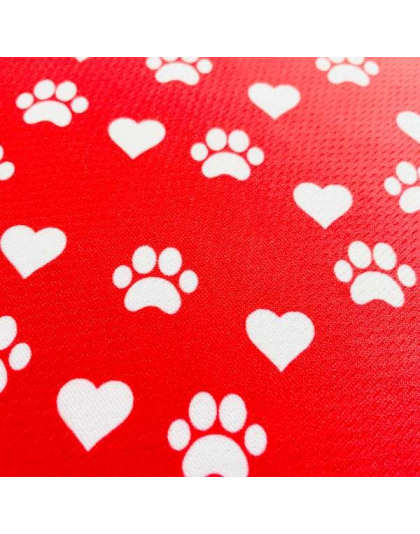 Paw Prints & Hearts Red - Cutie Ties Tie On Dog Bandana - Large
