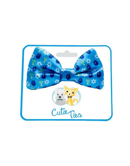 Blue Dreidel - Cutie Ties Dog Bow Tie - One Size