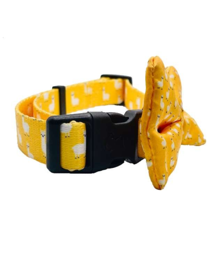Llama Yellow - Cutie Ties Dog Bow Tie - One Size