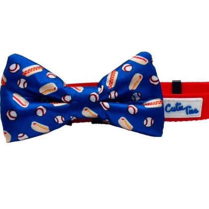 Baseball/Hotdogs - Cutie Ties Dog Bow Tie - One Size
