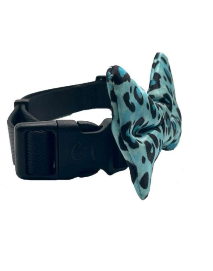 Blue Cheetah  - Cutie Ties Dog Bow Tie - One Size