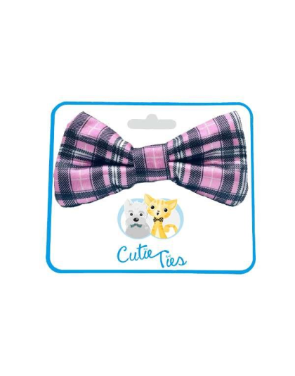 Plaid Pink  - Cutie Ties Dog Bow Tie - One Size