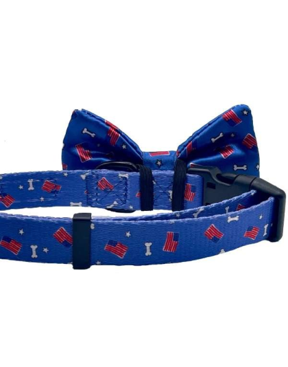Red, White and Bones - Cutie Ties Dog Bow Tie - One Size