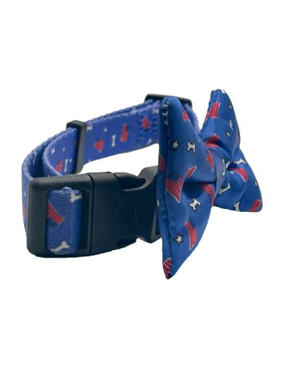 Red, White and Bones - Cutie Ties Dog Bow Tie - One Size