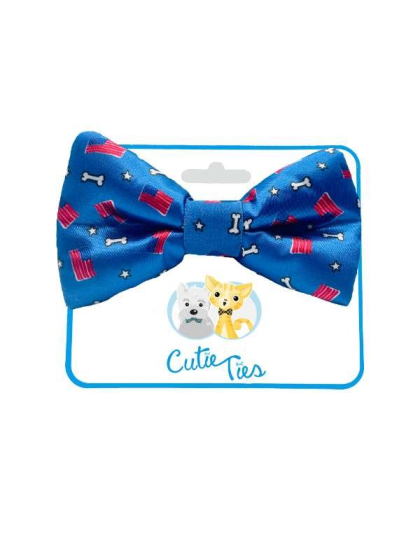 Red, White and Bones - Cutie Ties Dog Bow Tie - One Size