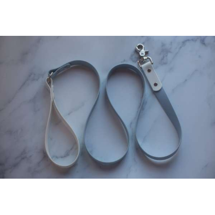 Pastel Blue|White - Biothane Leash - Two Toned - Style 2 - 4 ft