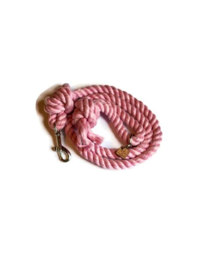 Light Pink - Knotted Rope Dog Leash - Traffic Lead (2 ft)