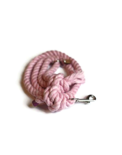 Light Pink - Knotted Rope Dog Leash - Traffic Lead (2 ft)