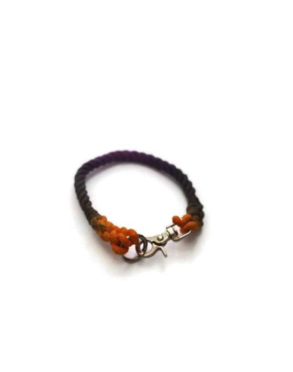 Black, Orange, and Purple  - Rope Dog Collar - 10 inches