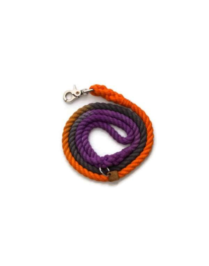 Black, Orange, and Purple  - Rope Dog Leash - 4 ft