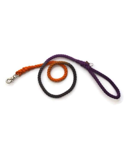 Black, Orange, and Purple  - Rope Dog Leash - 4 ft