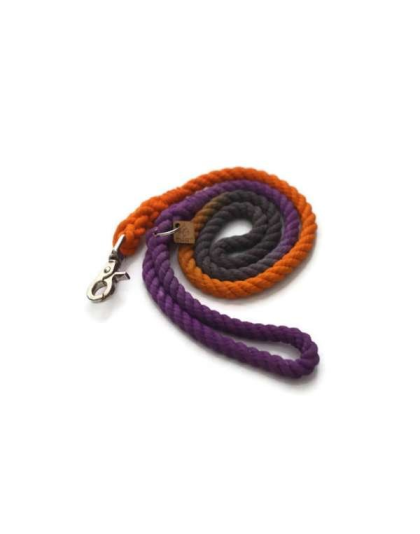 Black, Orange, and Purple  - Rope Dog Leash - 4 ft