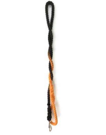 Black and Orange Ombre  - Rope Dog Leash - Traffic Lead (2 ft)