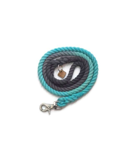 Grey and Aqua  - Rope Dog Leash - Traffic Lead (2 ft)