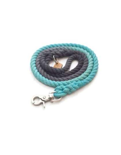 Grey and Aqua  - Rope Dog Leash - Traffic Lead (2 ft)