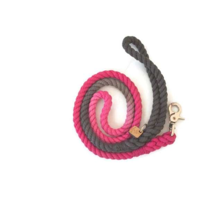 Pink and Grey  - Rope Dog Leash - Traffic Lead (2 ft)