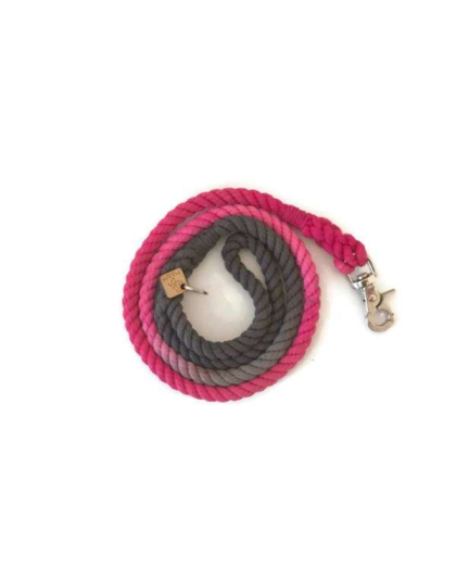 Pink and Grey  - Rope Dog Leash - Traffic Lead (2 ft)
