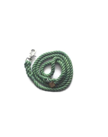 Green - Single Color Rope Dog Leash - 6 ft