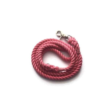 Pink - Single Color Rope Dog Leash - 4 ft