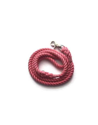 Pink - Single Color Rope Dog Leash - 4 ft