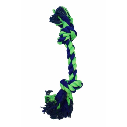 Blue / Green - Amazing Pet Products 2 Knot Bone  - 14"