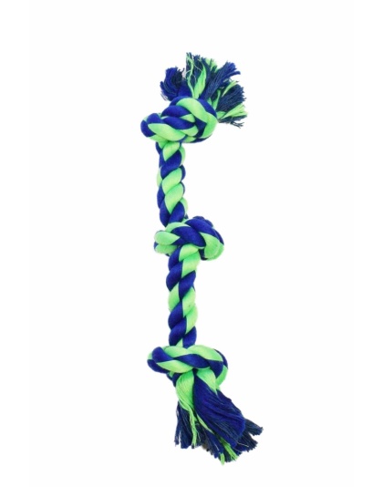 Blue / Green - Amazing Pet Products 3 Knot Bone  - 10"