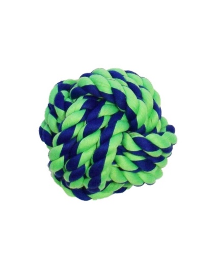 Blue / Green - Amazing Pet Products Rope Ball  - 4"