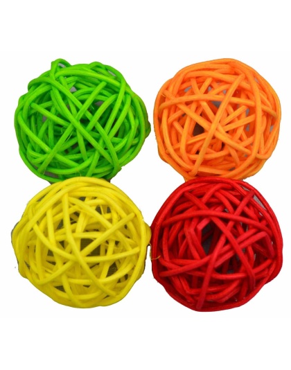 Amazing Pet Products Woven Rattan Balls Cat Toys 4pk