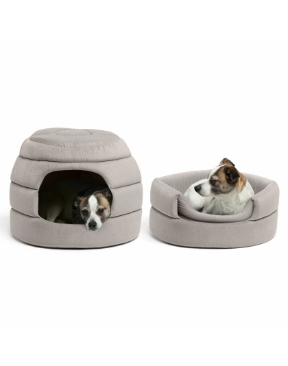 Best Friends by Sheri 2-in-1 Honeycomb Ilan Pet Hut Cuddler Cat and Dog Bed Grey