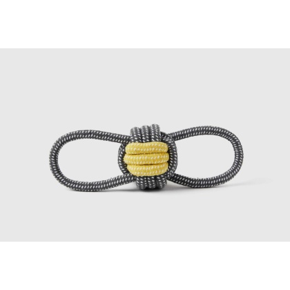 Black and Yellow - Jax & Bones Double Loop Celtic Knot Rope Dog Toy  - 3"