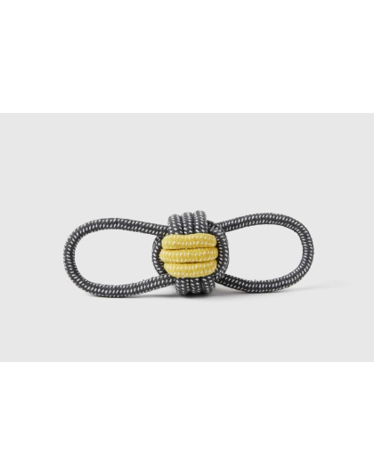 Black and Yellow - Jax & Bones Double Loop Celtic Knot Rope Dog Toy  - 3"