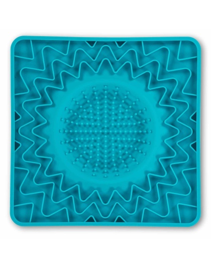 Blue - Messy Mutts Framed Spill Resistant Silicone Interactive Lick Bowl Mat  - 10" x 10"