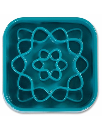 Messy Mutts Interactive Square Slow Feeder Blue 8 Cups 11" x 2"