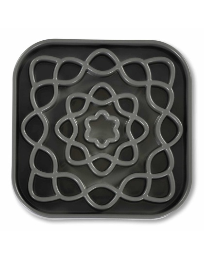 Messy Mutts Messy Cats Interactive Square Slow Feeder Cool Grey 2 Cups 8" x 1"