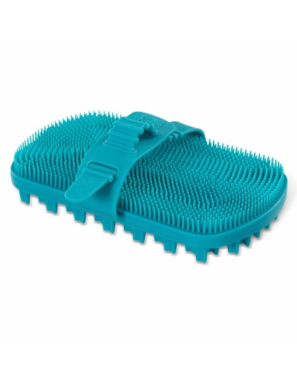 Messy Mutts Silicone Dual Sided Grooming Brush Blue 6.5" x 3.5"