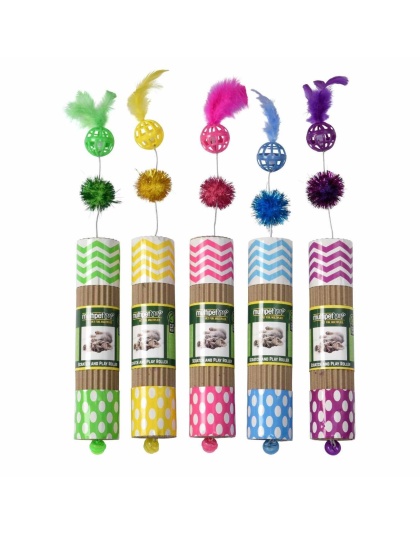Multipet Cardboard Roller Cat Toy Assorted Colors 17"