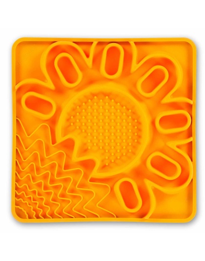 Orange - Messy Mutts Framed Spill Resistant Silicone Interactive Multi-Surface Mat  - 10" x 10"