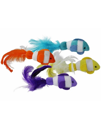 Multipet Clown Fish Cat Toy Assorted Colors 2pk 6"