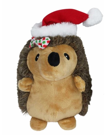 Multipet Hedgehog W/Hair Bow & Red Santa Hat - 8"