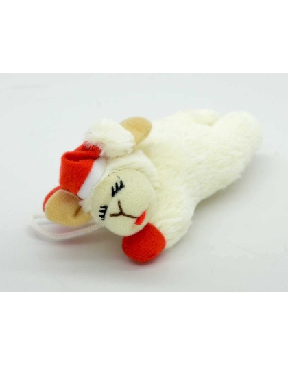 Multipet Holiday Lamb Chop w/ Santa Hat Cat Toy 4"