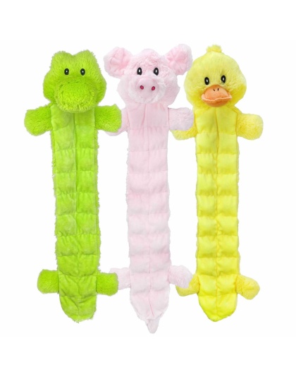 Multipet Long Squeaker Mat Plush Dog Toy  Assorted Animals 24"
