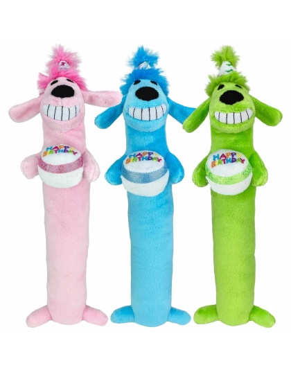 Multipet Loofa Dog Birthday Plush Dog Toy Assorted Colors 12"