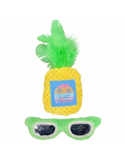 Multipet Margaritaville(R) Pineapple and Sunglasses Cat Toy 5.75" 2pk