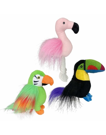 Multipet Margaritaville(R) Tropical Birds Plush Dog Toy Assorted 10.5"