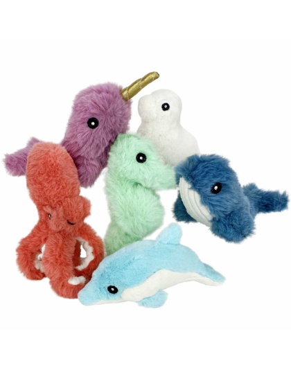 Multipet Minipet Deep Sea Cuddlerz Plush Dog Toy Assorted Animals 5"-7.5"