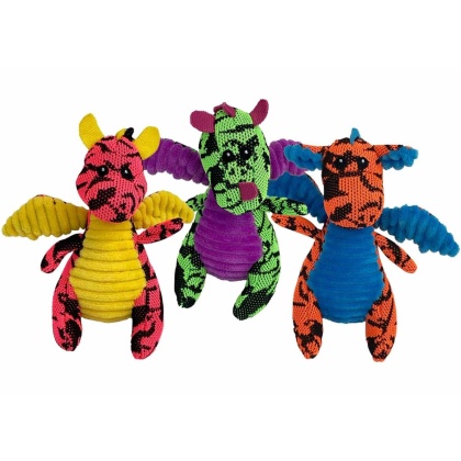 Multipet Minipet Dragon Plush Dog Toy Assorted Colors 4"